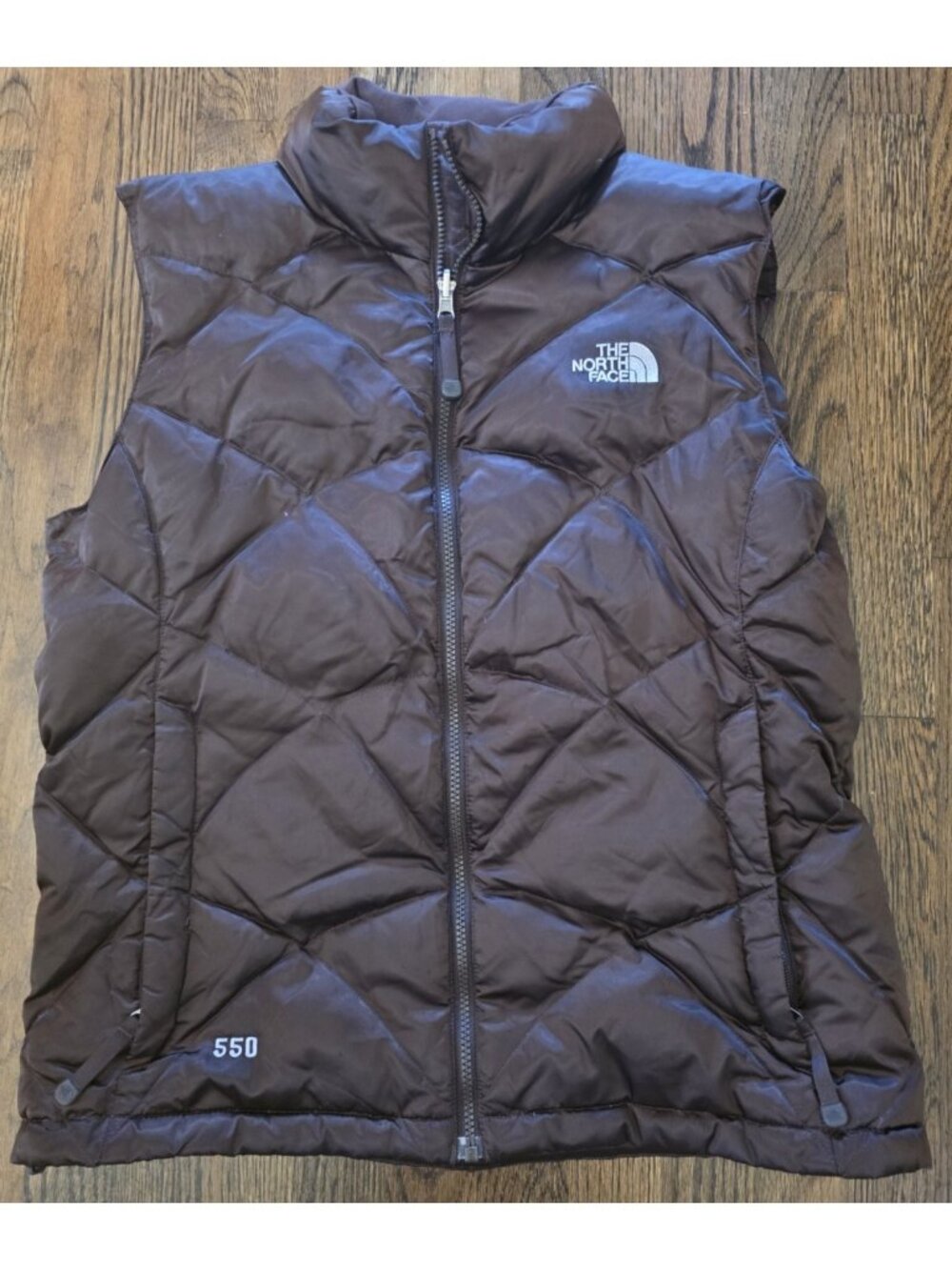 The North Face Vest Womens L Large Brown 550 Down Puffer Quilted Zip Insulated